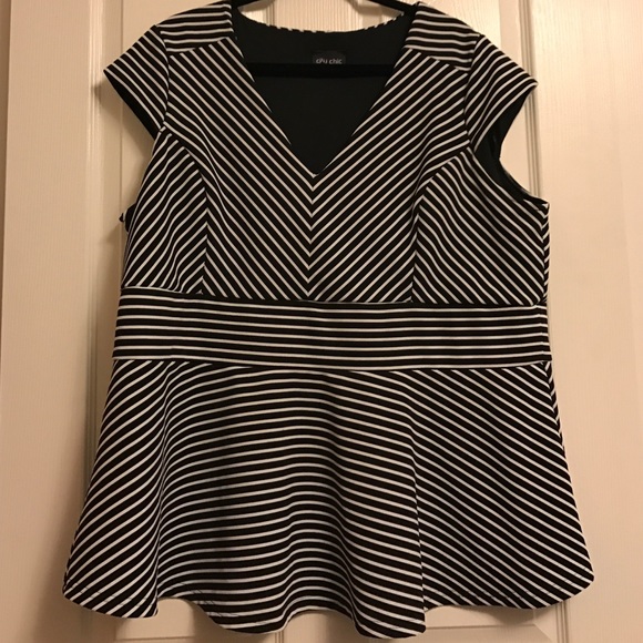 City Chic Tops - 🛍🎉HP🎉🛍Plus Size Striped Peplum Blouse