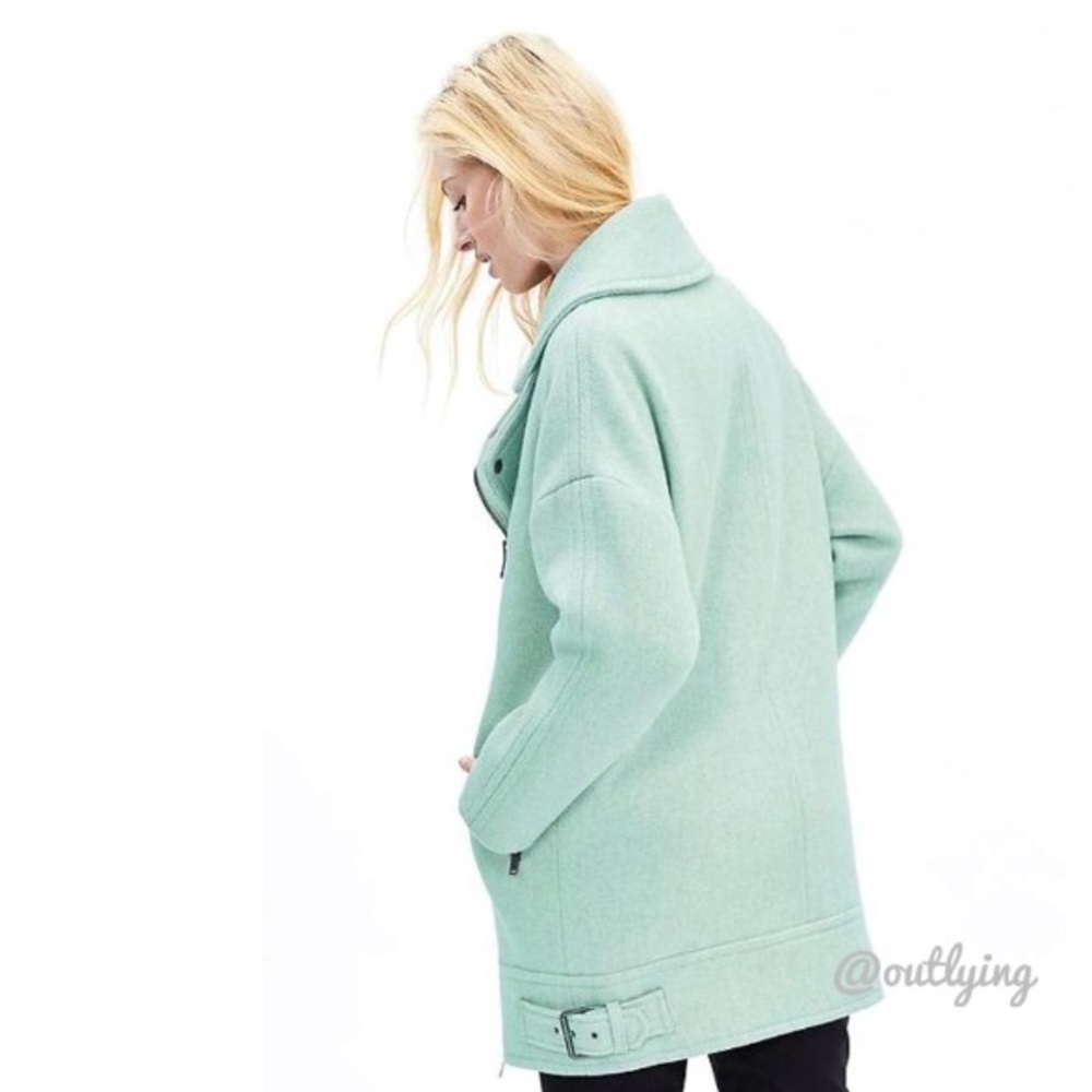 LOWEST! BANANA REPUBLIC Wool Oversized Moto Coat - Picture 3 of 3