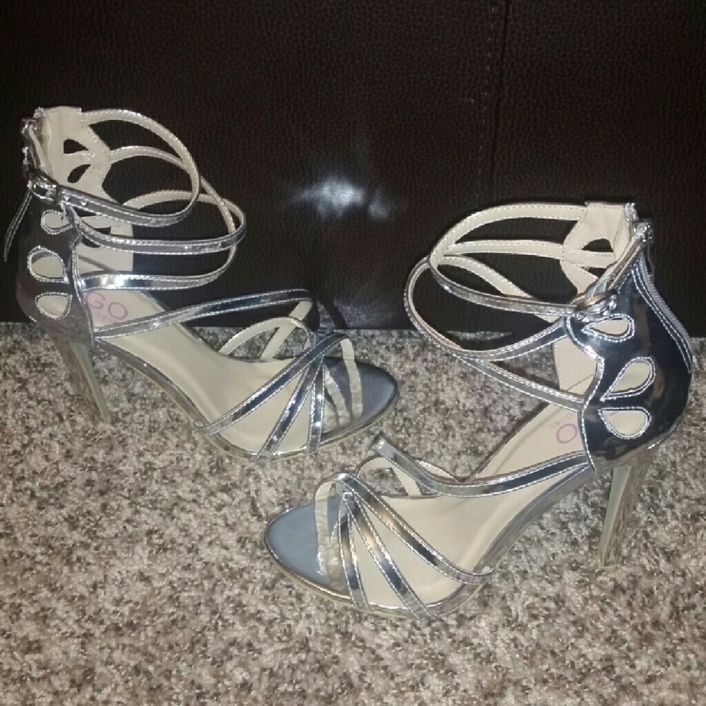 Silver Strappy Heel NEW