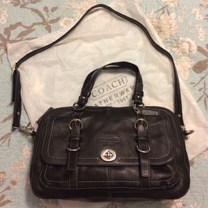 Black Coach Convertible Crossbody  Leather Purse