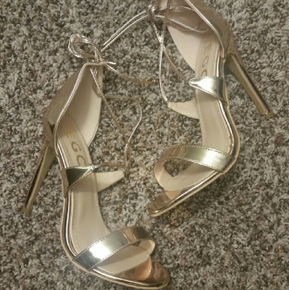 Rose gold lace up heel