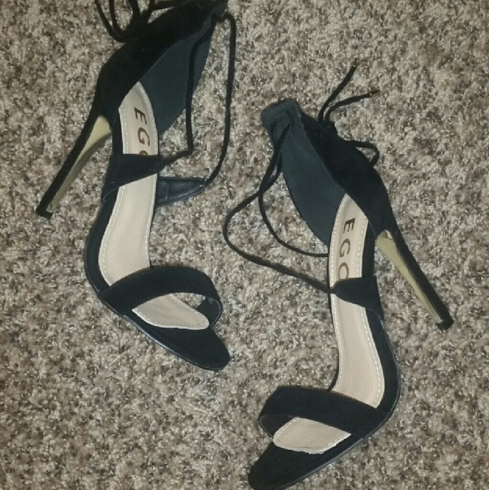 Faux Suede lace up heels