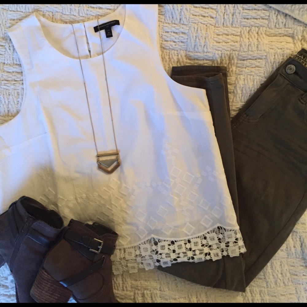 White tank with unique fringe