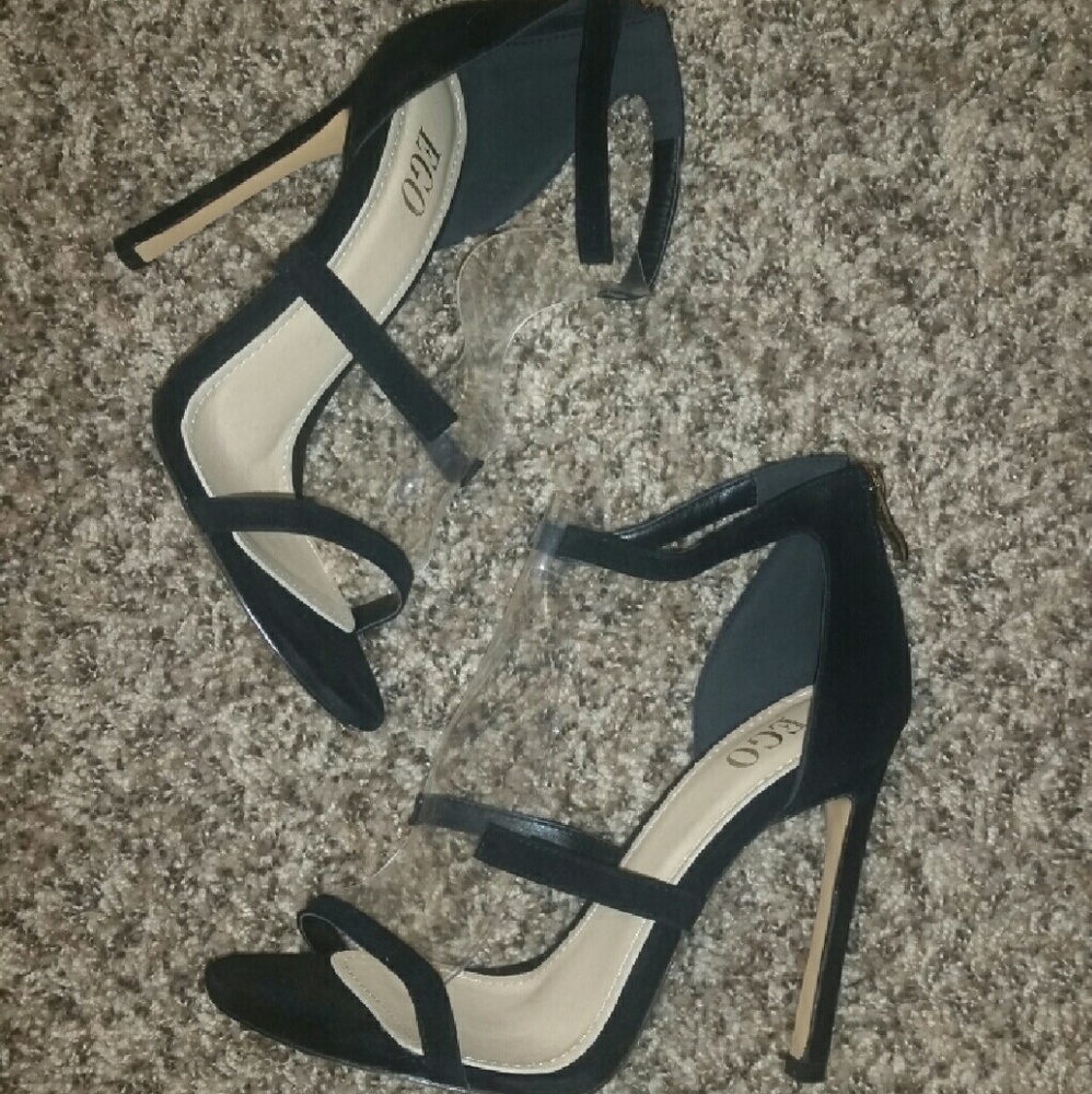 Black Faux Suede Heels