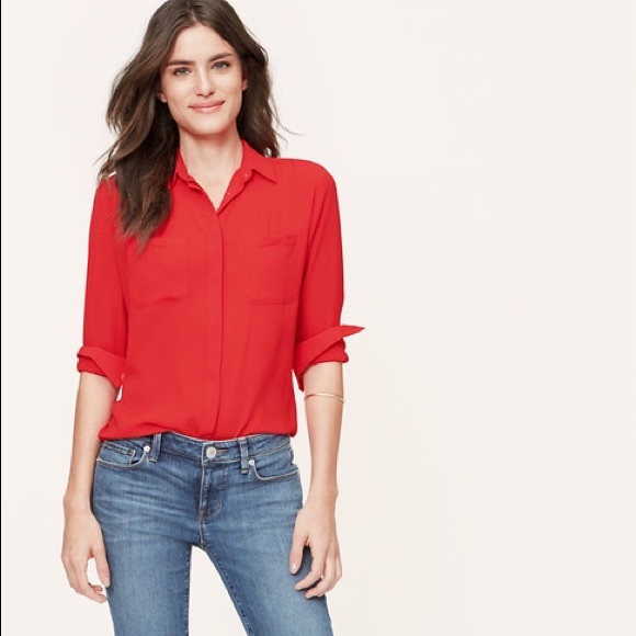 LOFT Tops - NWT LOFT Red Utility Blouse