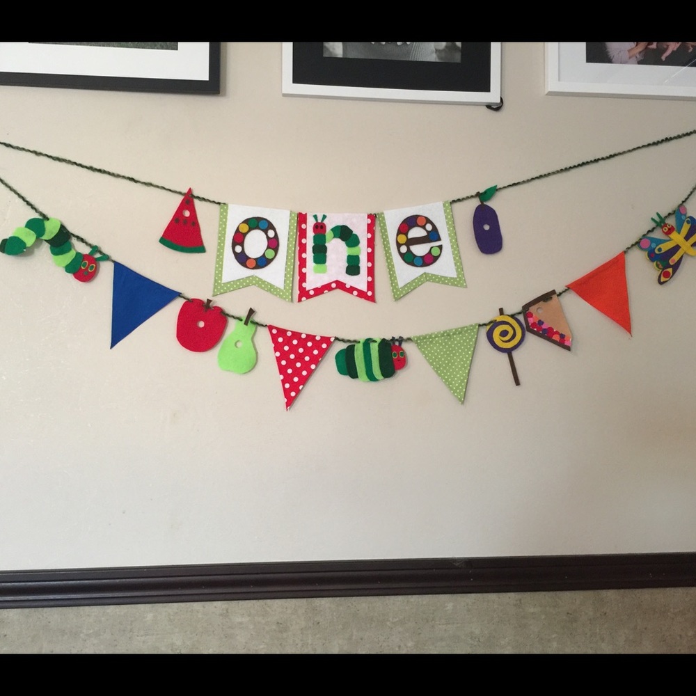 Hungry caterpillar birthday long banner