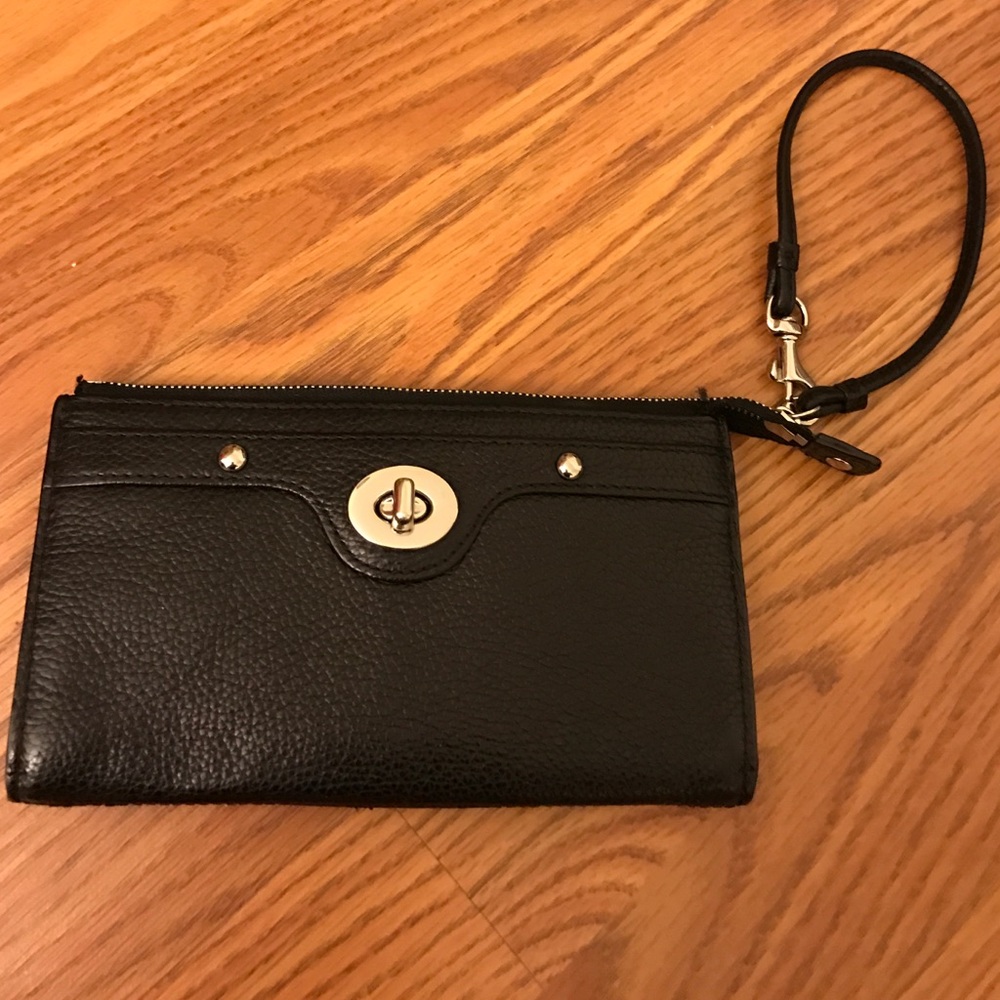 Black Coach zip wallet wristlet