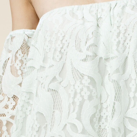 Mint green off the shoulder lace dress - Picture 5 of 6