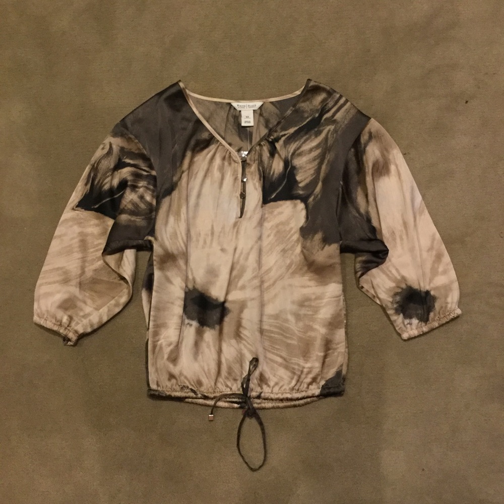 WHBM Brown & Creme Blouse