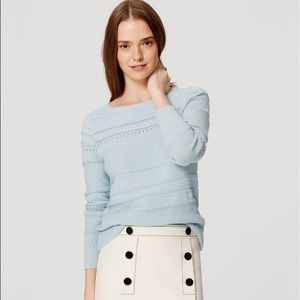 Loft stitched striped sweater in Minty Heather