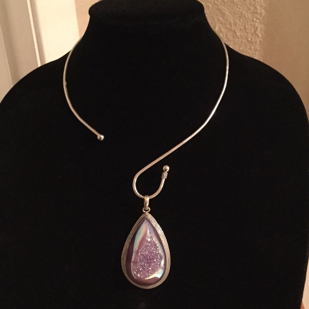 Genuine Drusy agate pendant