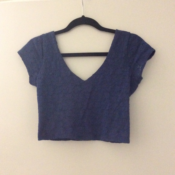 Hollister Tops - Blue v neck lace crop top