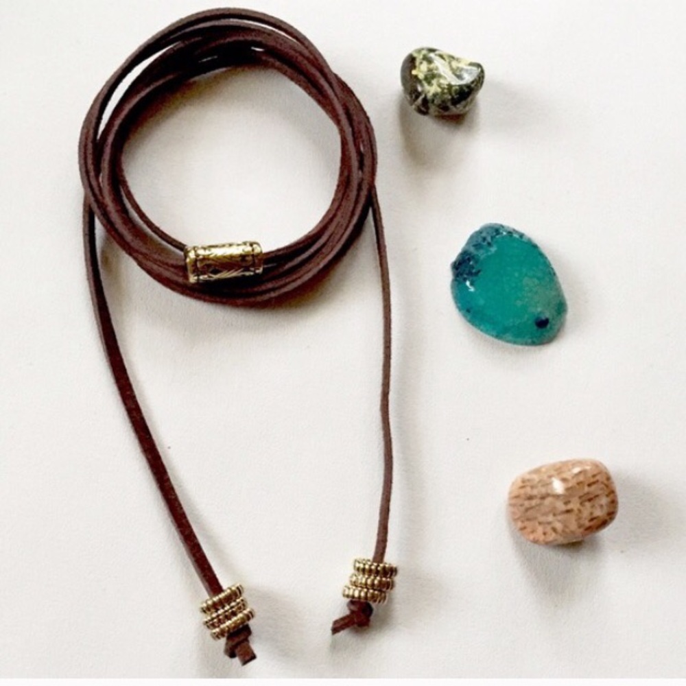 NWT Brown Suede Choker Wrap Necklace