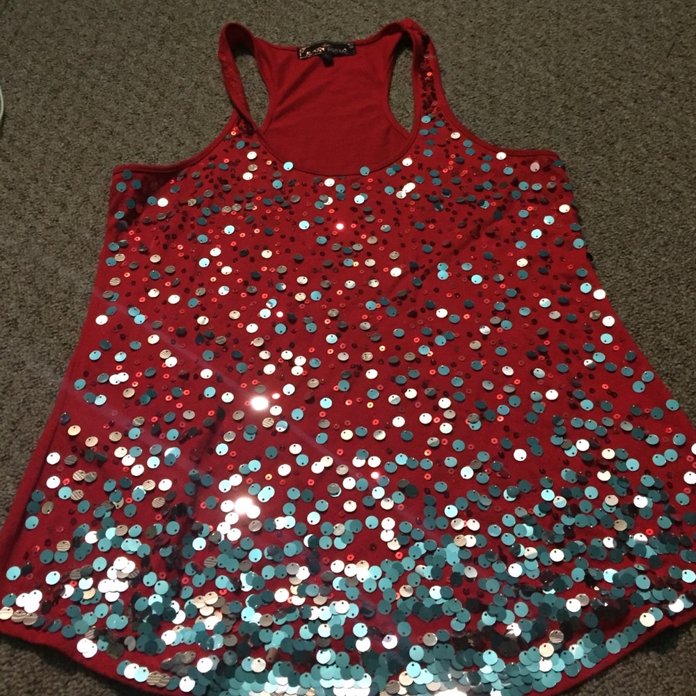 Red sequins top