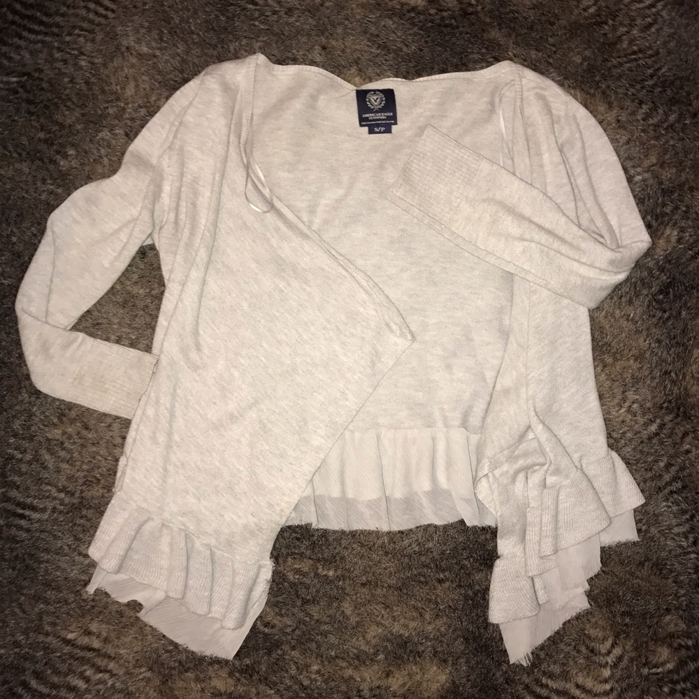 Grey chiffon laced cardi