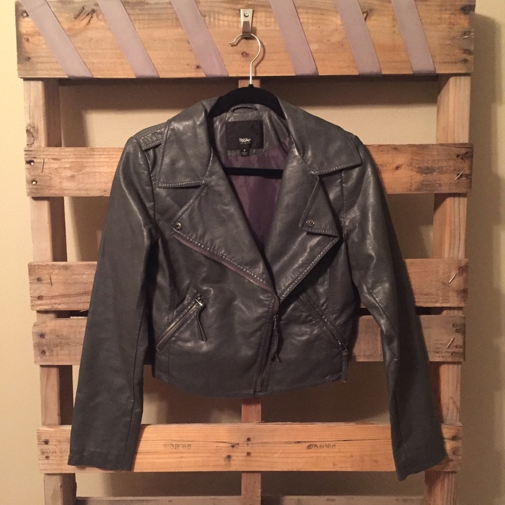Grey Pleather Moto Jacket