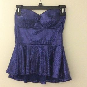 Blue sequin peplum top