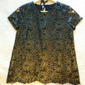 Banana Republic Lace Tie- Back Blouse