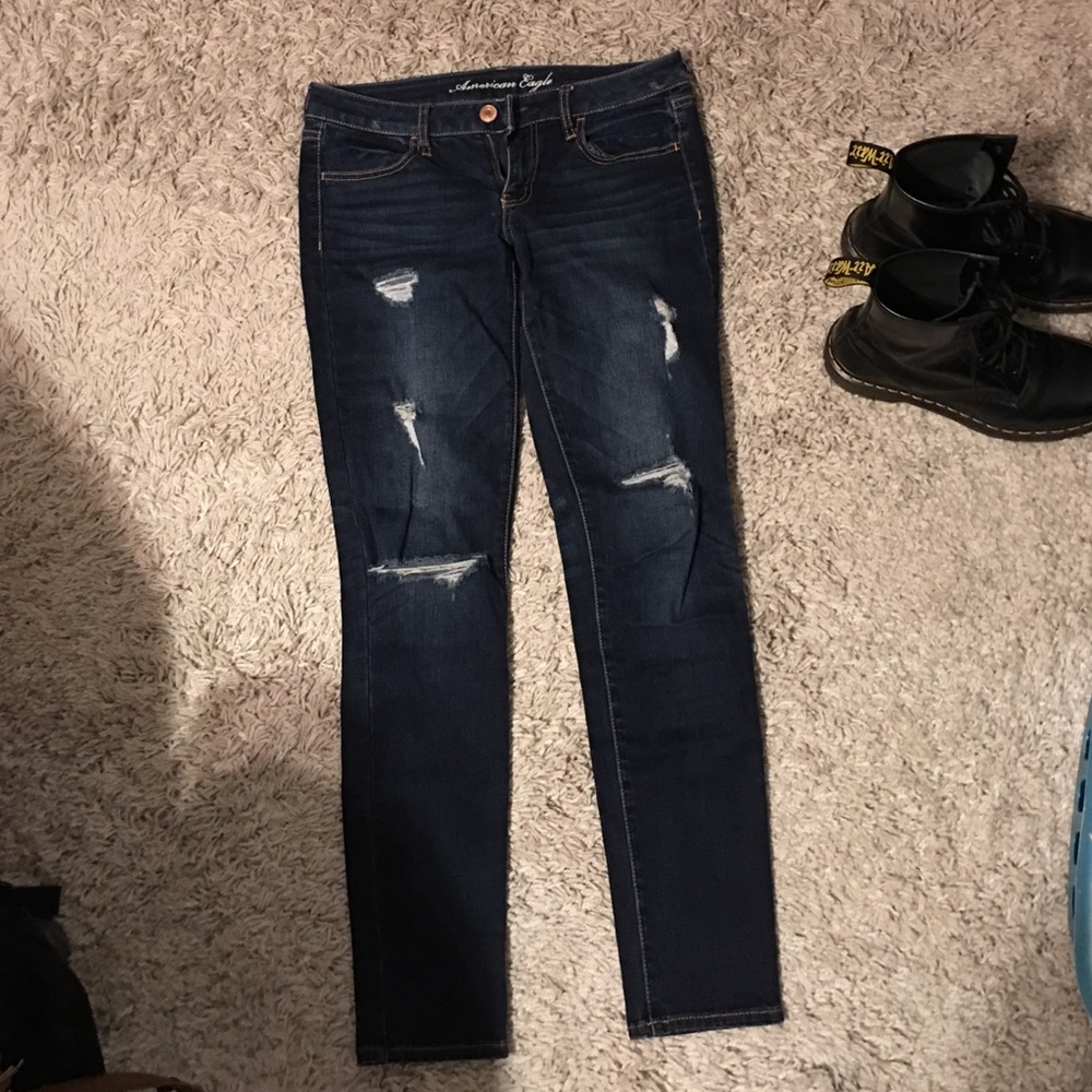 aeo dark blue jeggings
