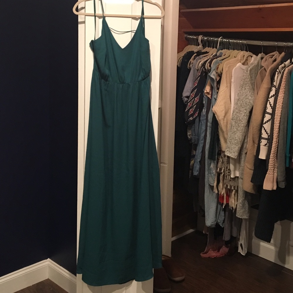 Loft dark green maxi dress