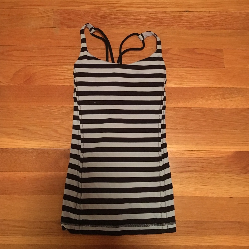 Blue and black stripped Lululemon tank