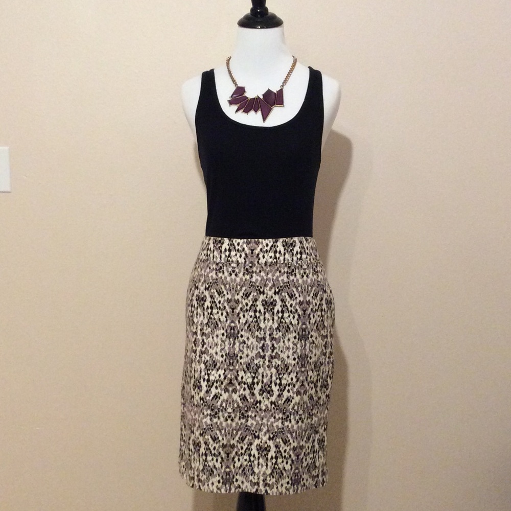 Snakeskin print pencil skirt with pockets