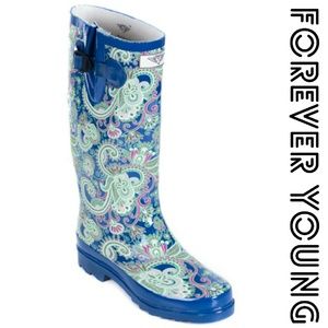 Women Tall Rain Boots, #1519, Blue Dream
