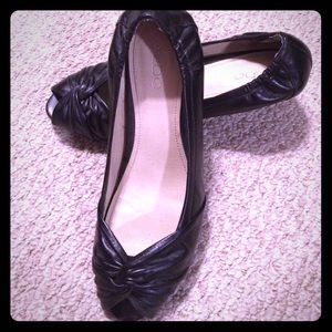 Aldo peep toe wedge leather shoes