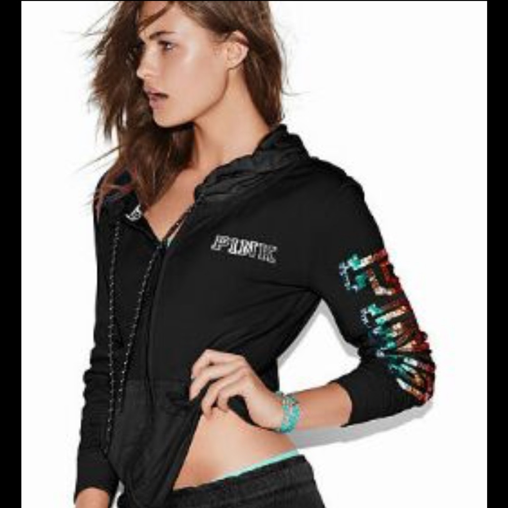 VS PINK Rainbow Bling Hooded Jacket