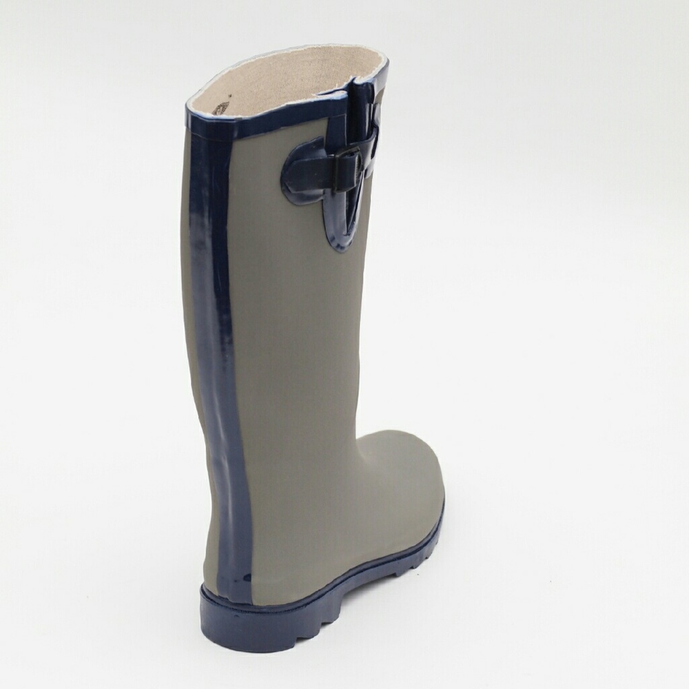 Women Rain Boots, Rubber Tall Matte Rainboots, #1520, Gray - Picture 2 of 3