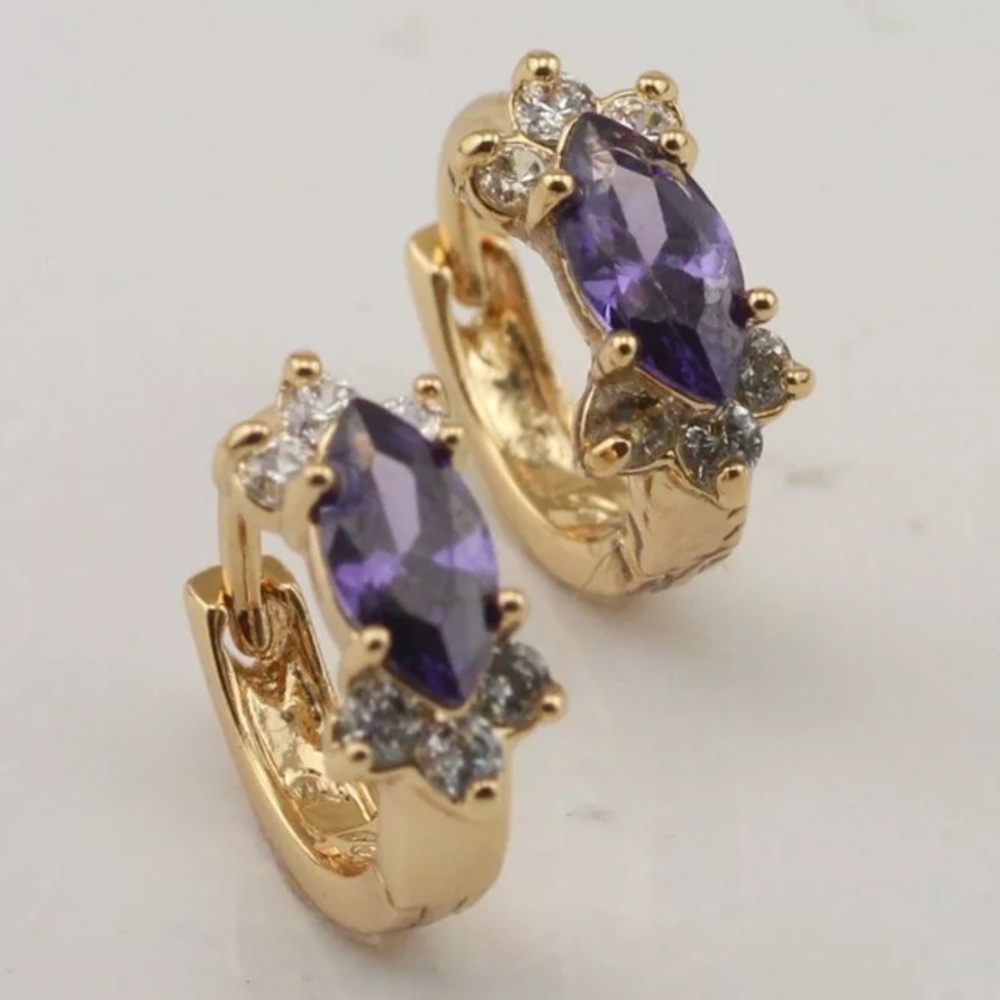 Amethyst & Gold Filled Huggie Earrings