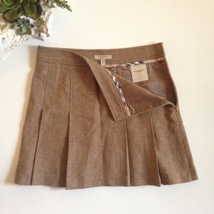 Burberry Wool Tweed Pleated Mini Skirt