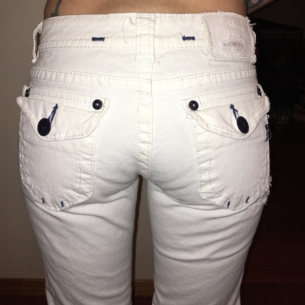 MEK Denim white distressed jeans