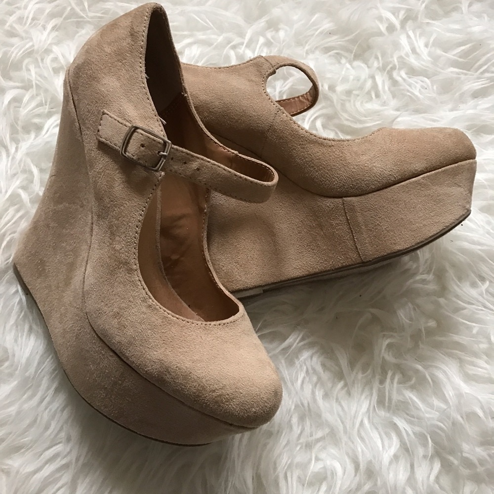 Beige Wedge Heels