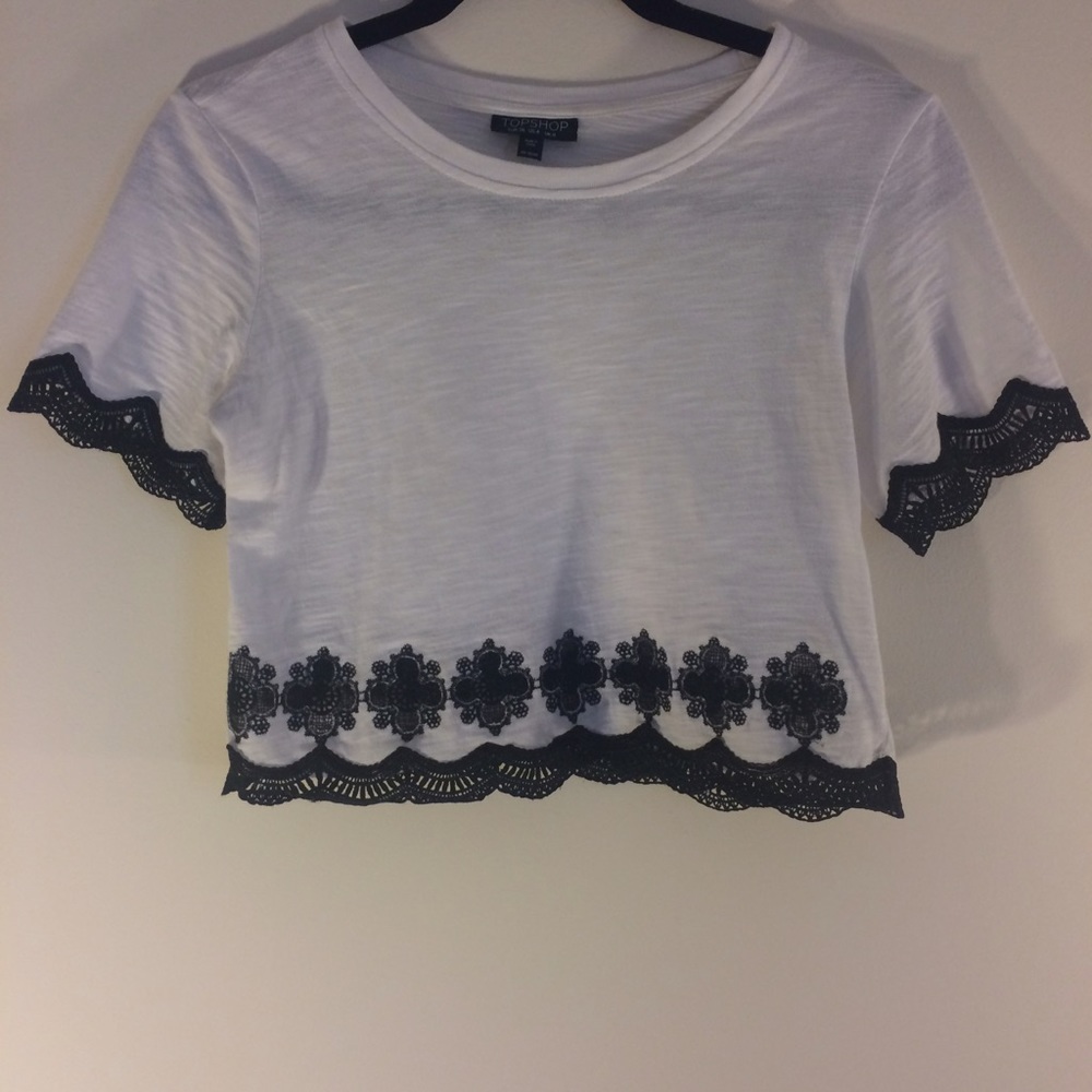 Sold- Topshop daisy embroidered crop top