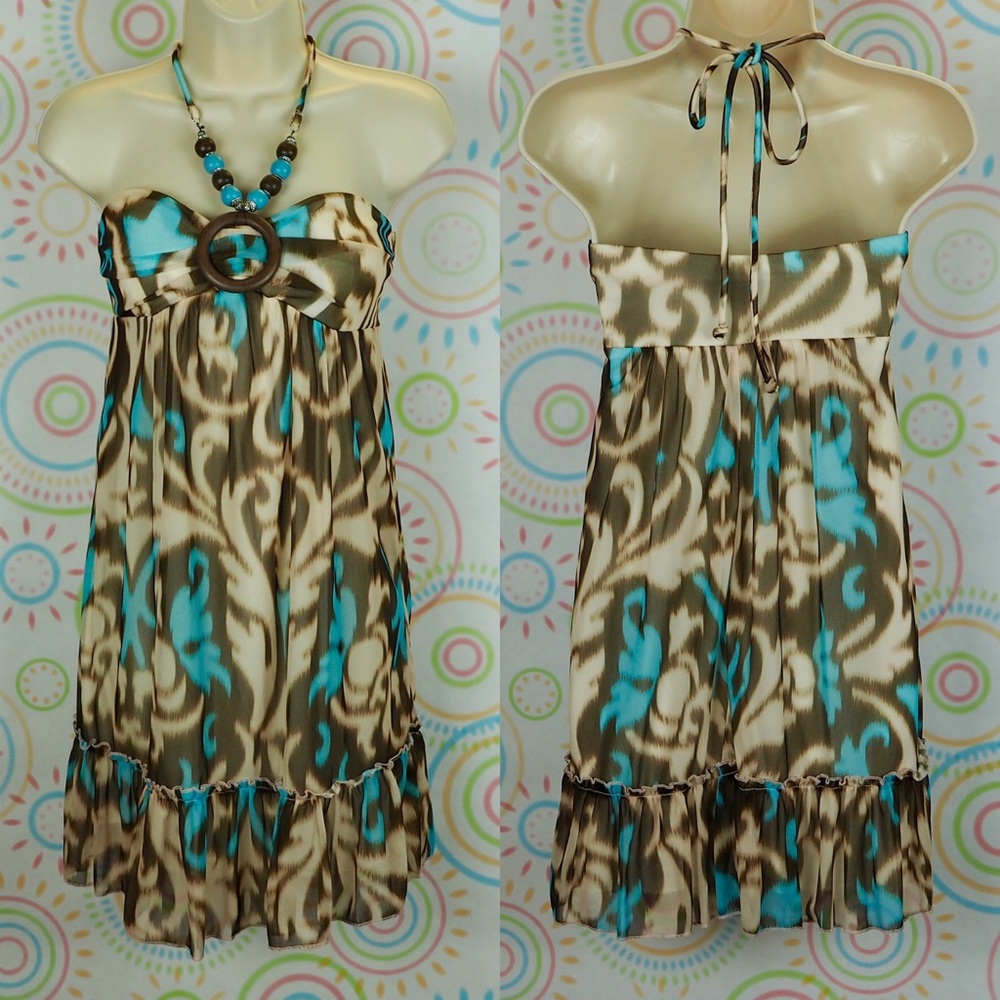 New Women Strappy Halter Chiffon Dress