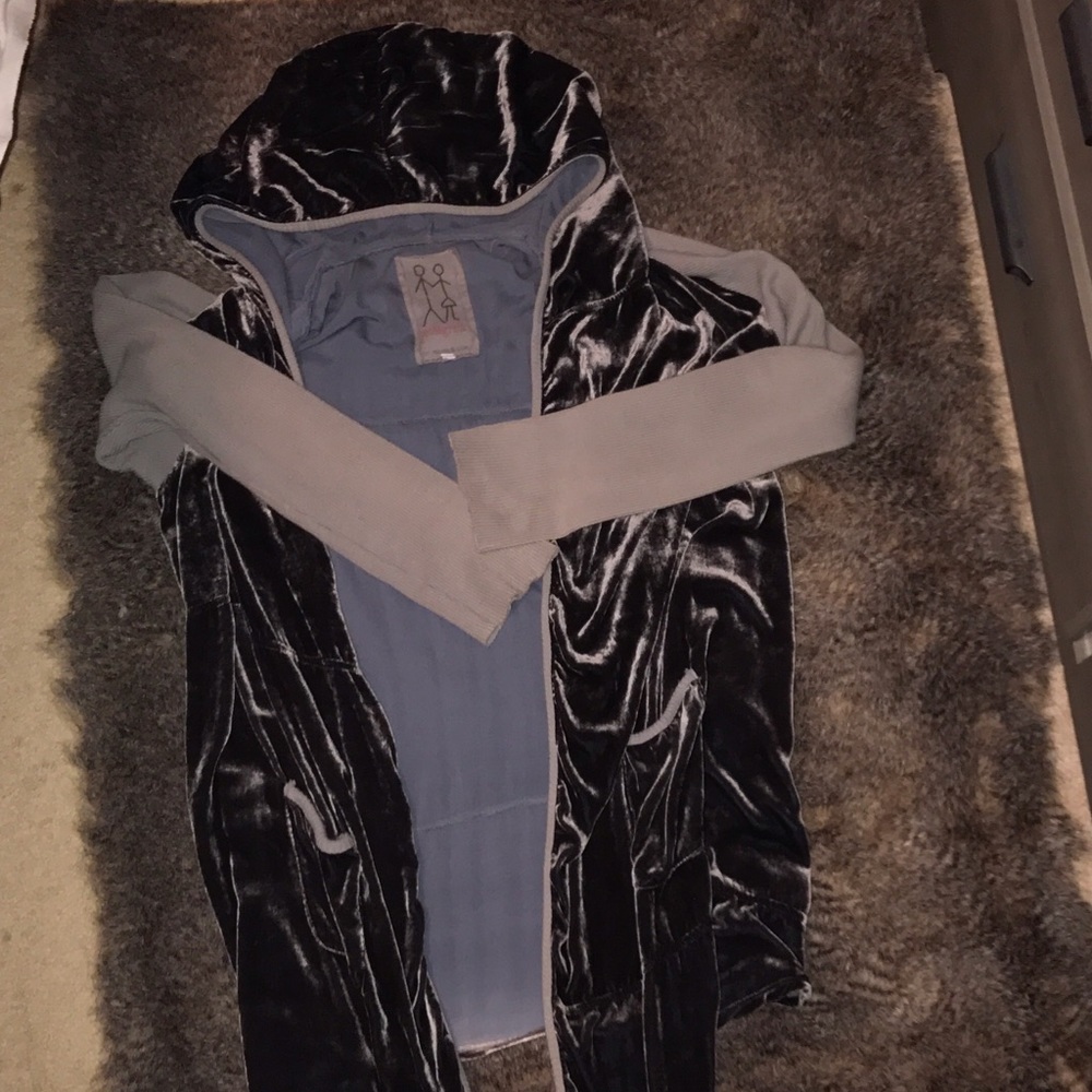 Velvet hooded cardigan