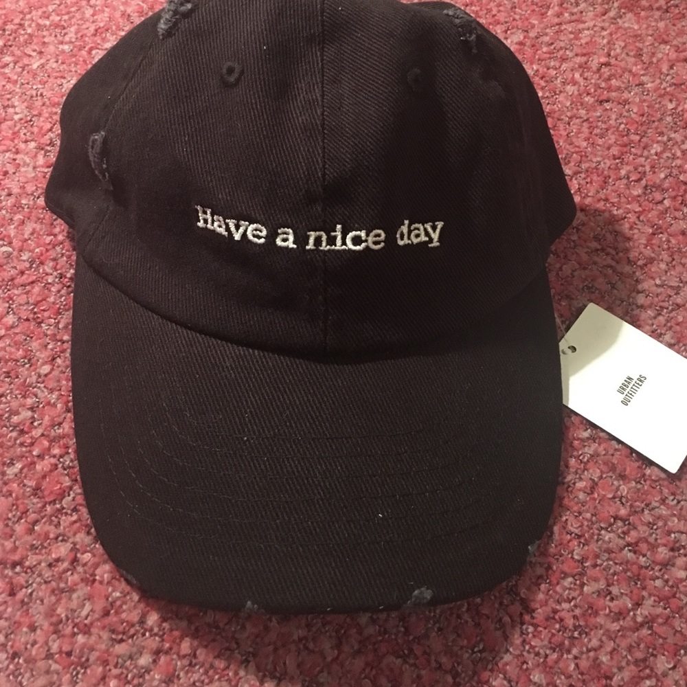 NWT Black "have a nice day" hat