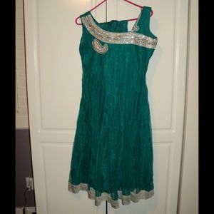 3 Piece Blue Green Indian Outfit