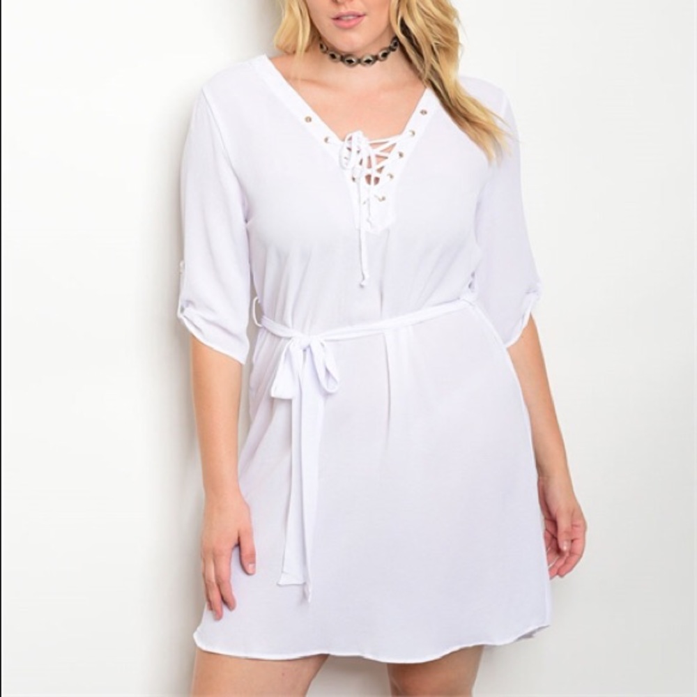 Plus Size 1X, 2X, 3X Charming White Dress
