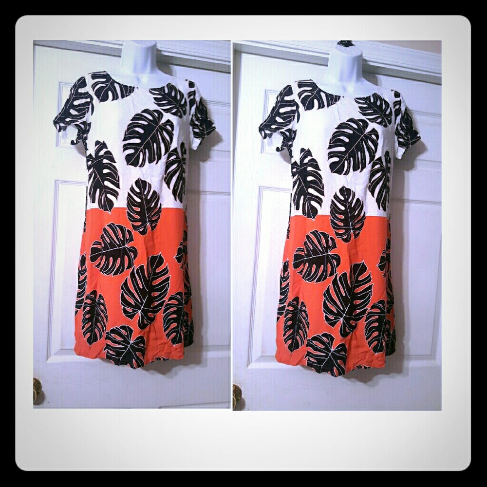 Cute little ombre black white& orange leaf print