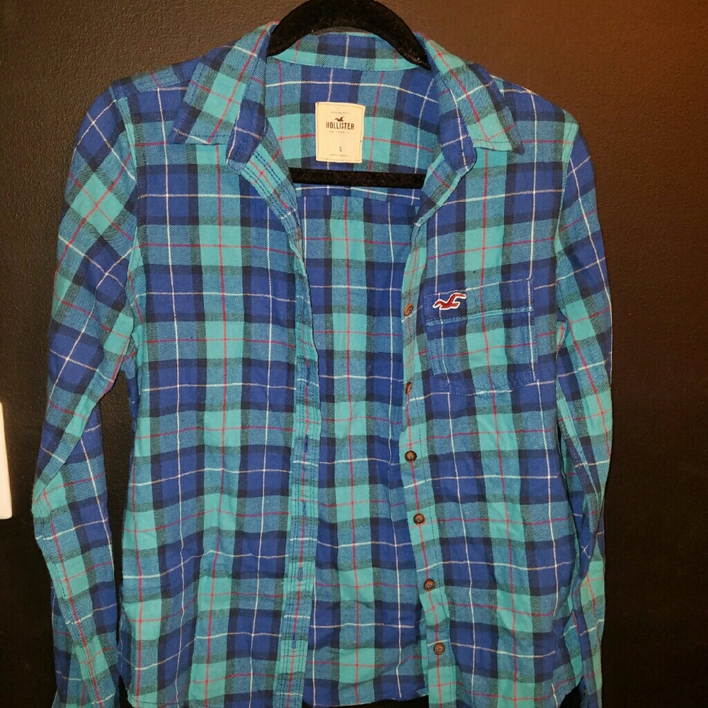 Blue and light blue plaid flannel