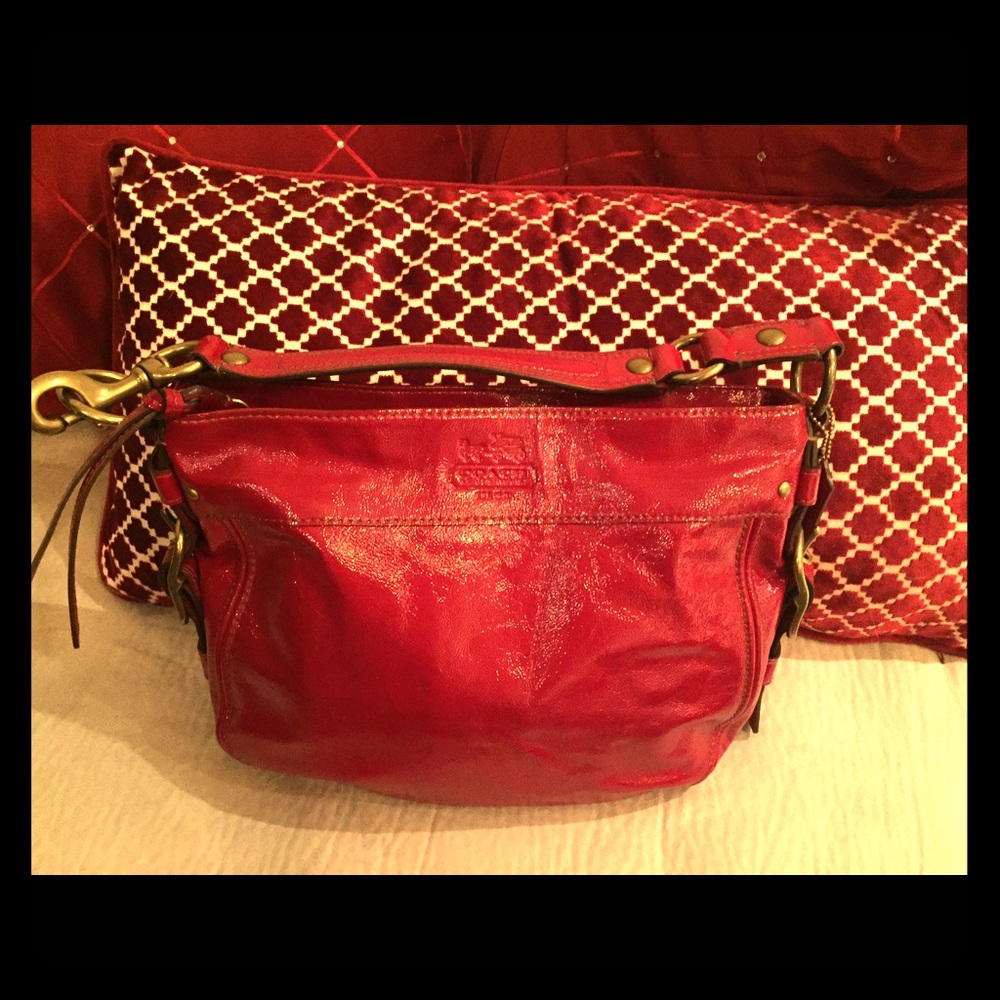 Coach purse red, patent.