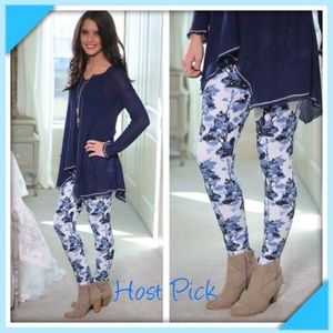 LAST ONE!!! Blue/White Floral Leggings