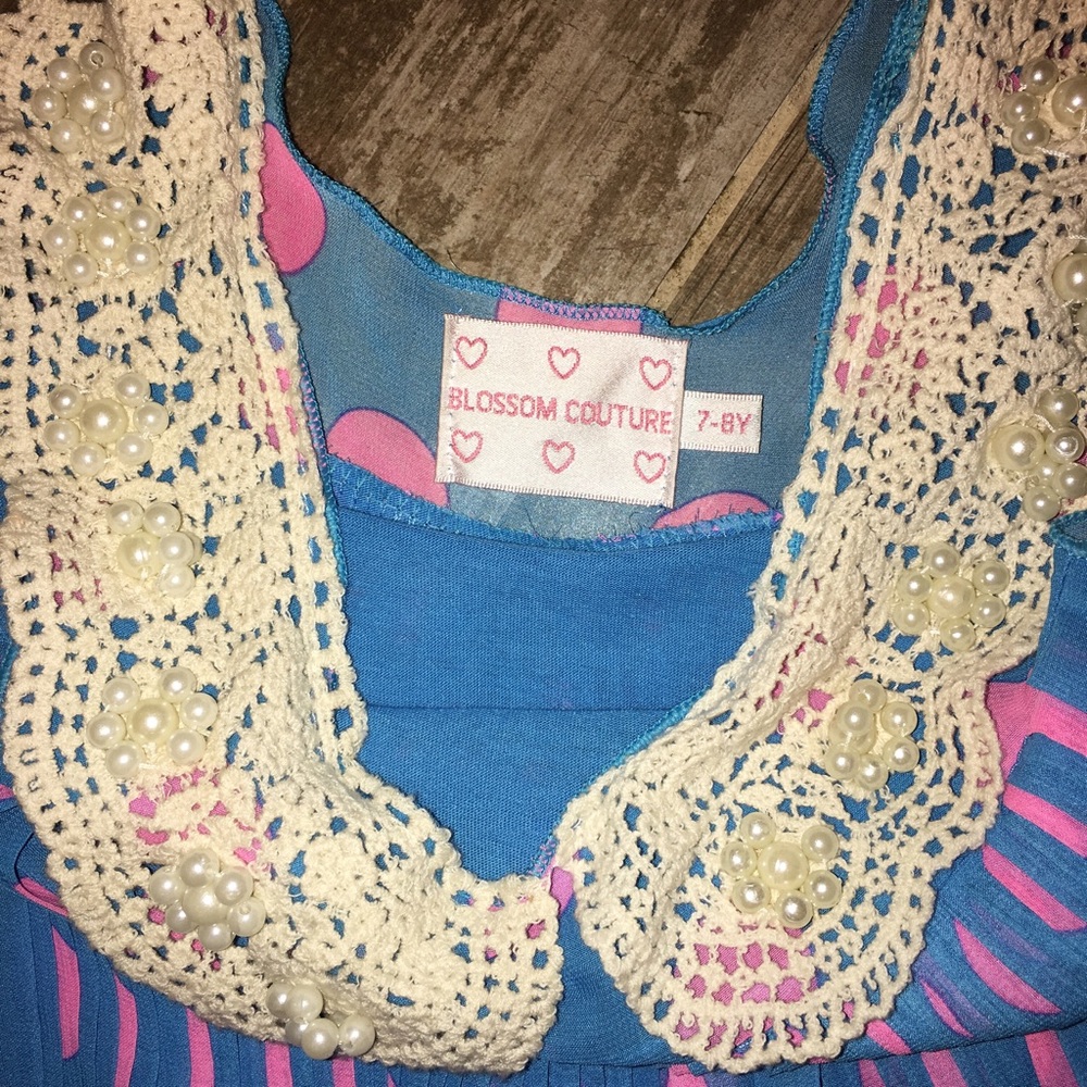 🎀Blossom Couture Polka Dot Pleated Yoke Dress 7/8 - Picture 3 of 4