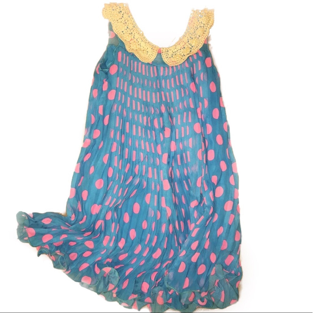 🎀Blossom Couture Polka Dot Pleated Yoke Dress 7/8
