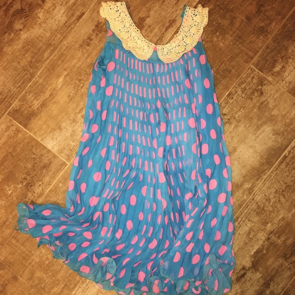 🎀Blossom Couture Polka Dot Pleated Yoke Dress 7/8 - Picture 4 of 4