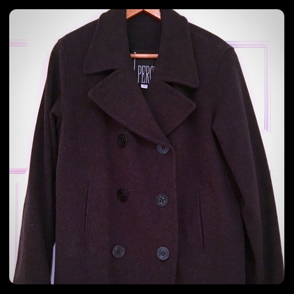Charcoal Grey Pea Coat - size 8 - Picture 1 of 5