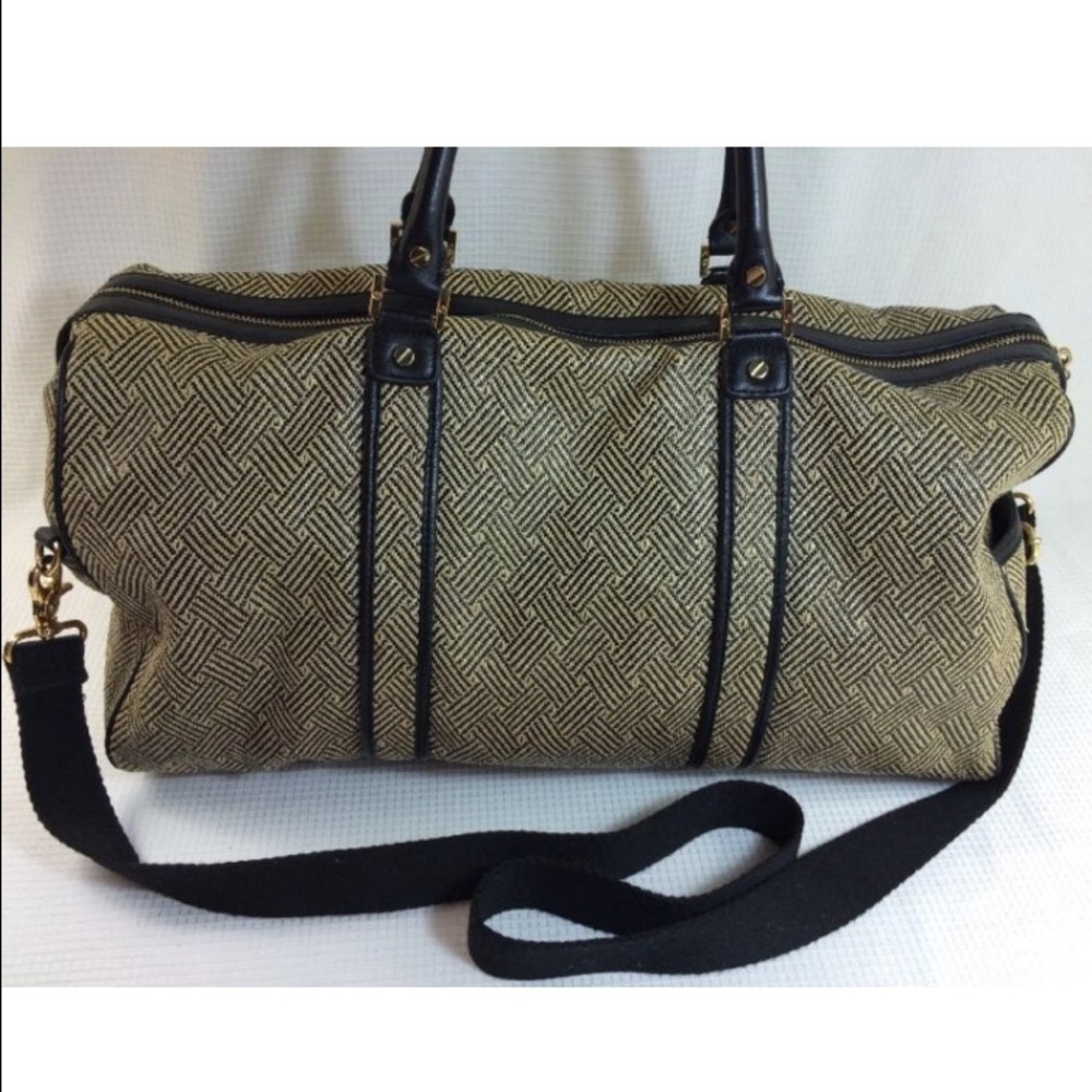 TORY BURCH WOVEN STRING CARRYALL OVERNIGHT BAG