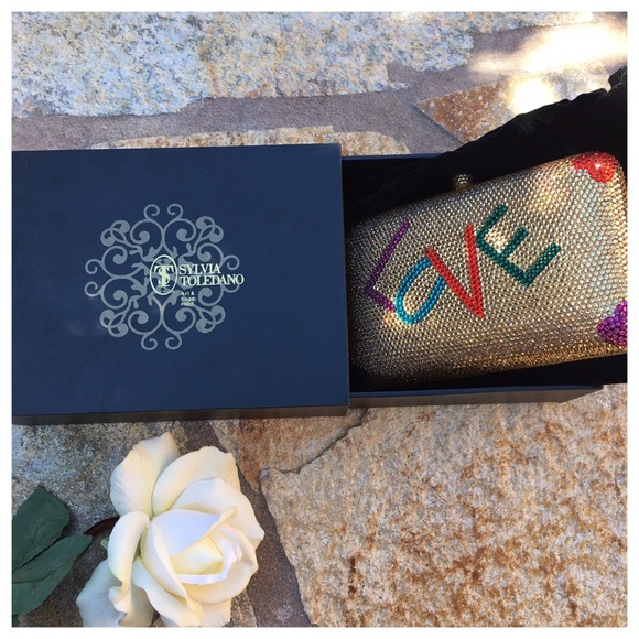 NIB SYLVIA TOLEDANO GOLD EMBELLISHED CLUTCH - Picture 5 of 7